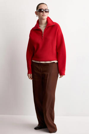 straight high waist casual broek bruin