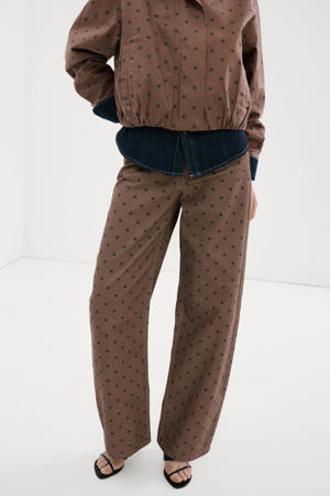regular waist barrel jeans met stippen bruin
