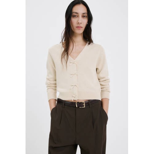 Mango vest beige fijn gebreid afbeelding