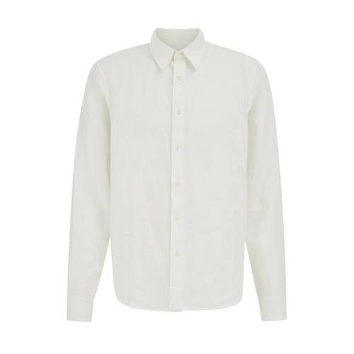 WE Fashion regular casual overhemd met linnen ecru afbeelding
