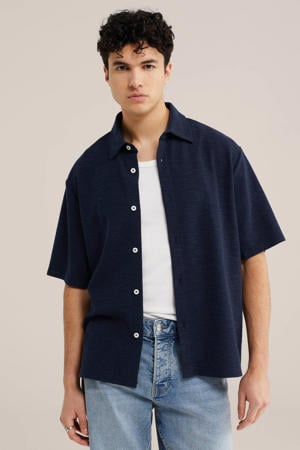 comfort casual overhemd donkerblauw