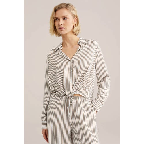 WE Fashion gestreepte blouse bruin afbeelding