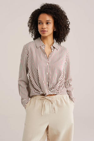 gestreepte blouse bruin