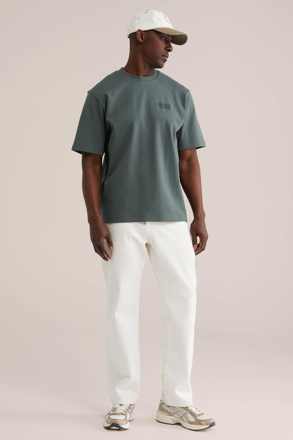 Groene heren WE Fashion T-shirt met korte mouwen en ronde hals