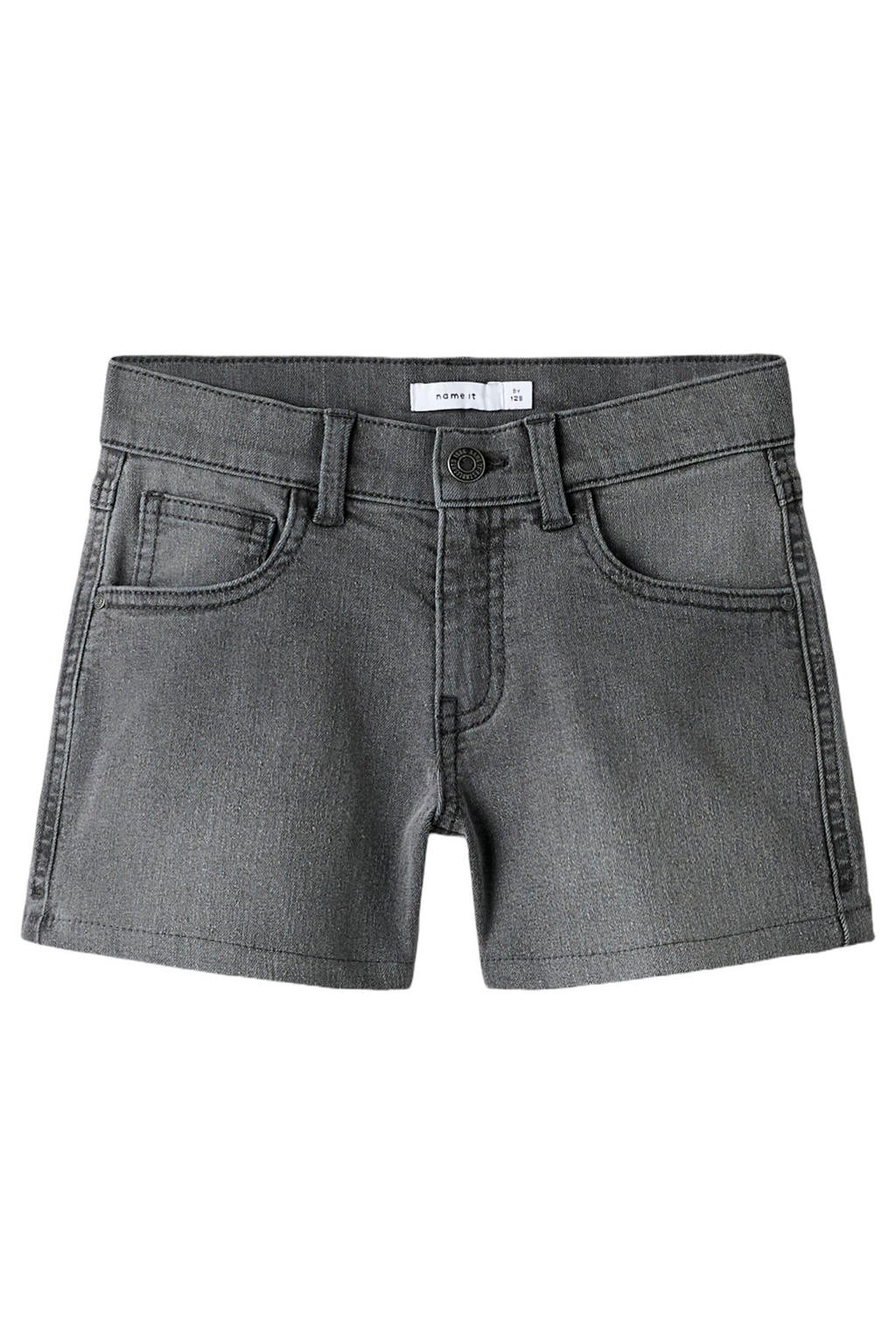 Grey denim meisjes NAME IT KIDS wide leg short van denim met rits- en haaksluiting en effen