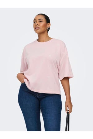 gebloemde sweater lichtroze