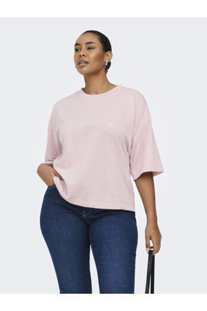 gebloemde sweater lichtroze