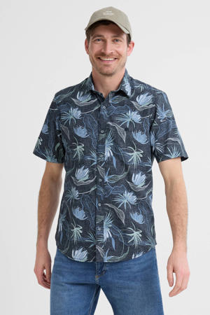 regular fit overhemd met print - donkerblauw