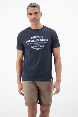 regular fit T-shirt met print - donkerblauw