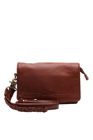 leren crossbody tas Borneo Style roodbruin
