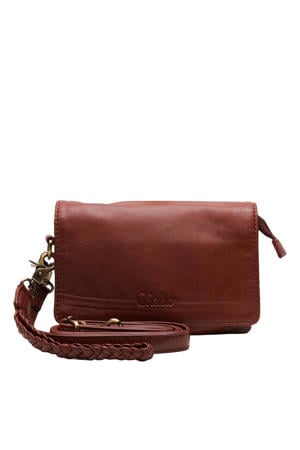 leren crossbody tas Borneo Style roodbruin