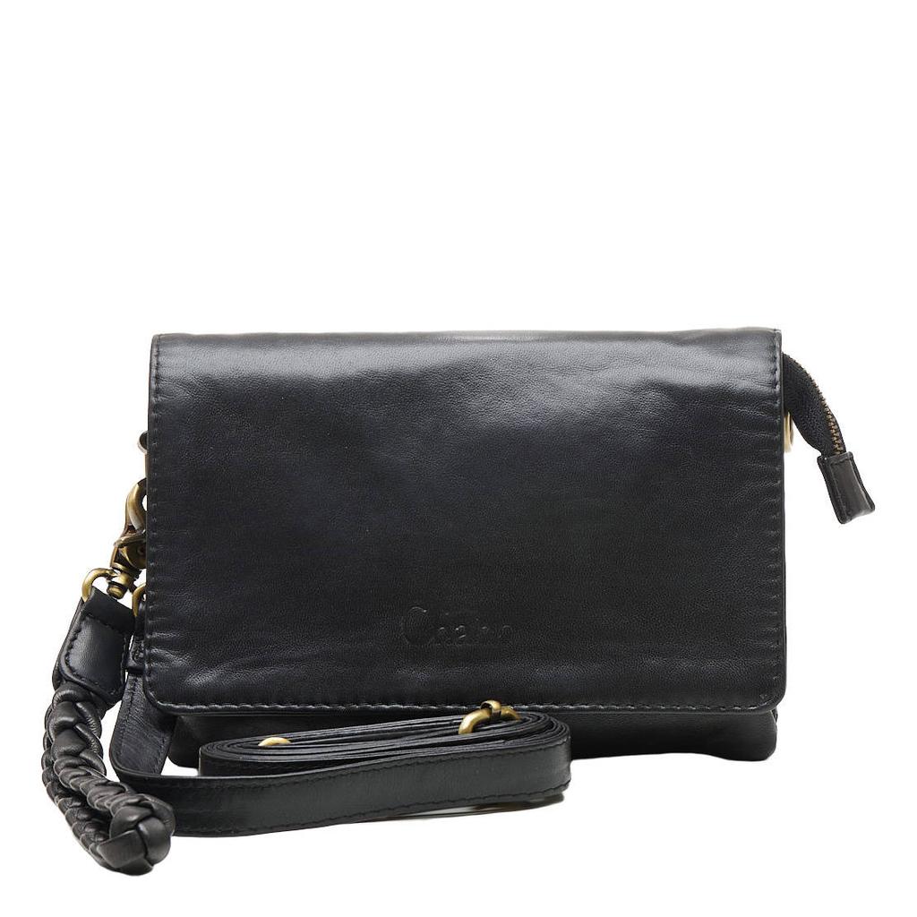 Chabo Bags leren crossbody tas Borneo Style zwart