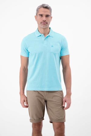 regular fit gemêleerde polo - blauw