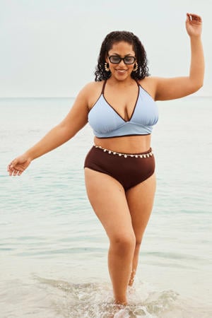 reversible high waist bikinibroekje SENYA bruin/lichtblauw