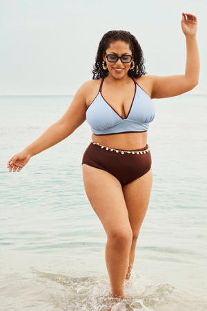 reversible high waist bikinibroekje SENYA bruin/lichtblauw