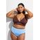Zizzi reversible high waist bikinibroekje SENYA bruin/lichtblauw