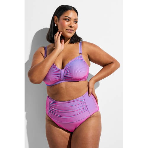 Zizzi high waist bikinibroekje SVARY met ribstructuur roze afbeelding