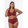 Zizzi high waist bikinibroekje SLINO met ribstructuur donkerrood