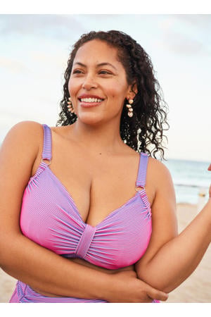 voorgevormde beugel bikinitop SVARY met ribstructuur roze