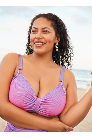 voorgevormde beugel bikinitop SVARY met ribstructuur roze