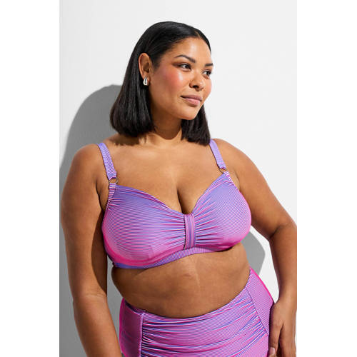 Zizzi voorgevormde beugel bikinitop SVARY met ribstructuur roze afbeelding