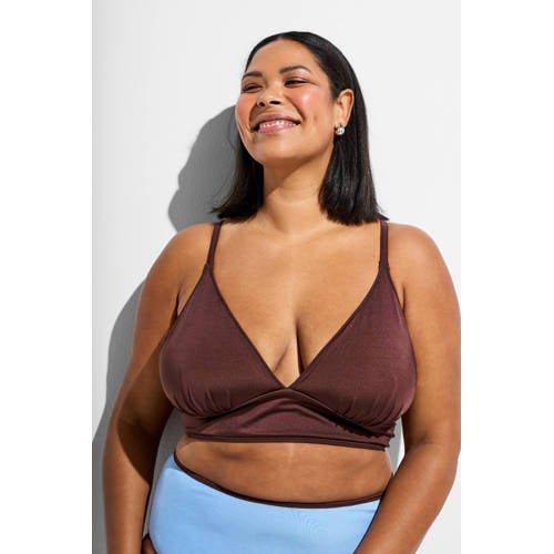 Zizzi reversible bikinitop SENYA bruin/lichtblauw afbeelding