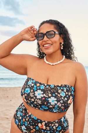 voorgevormde strapless bandeau bikinitop CAANNE zwart/multi