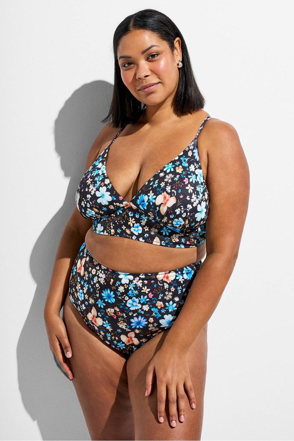 Zizzi high waist bikinibroekje CAANNE zwart/multi