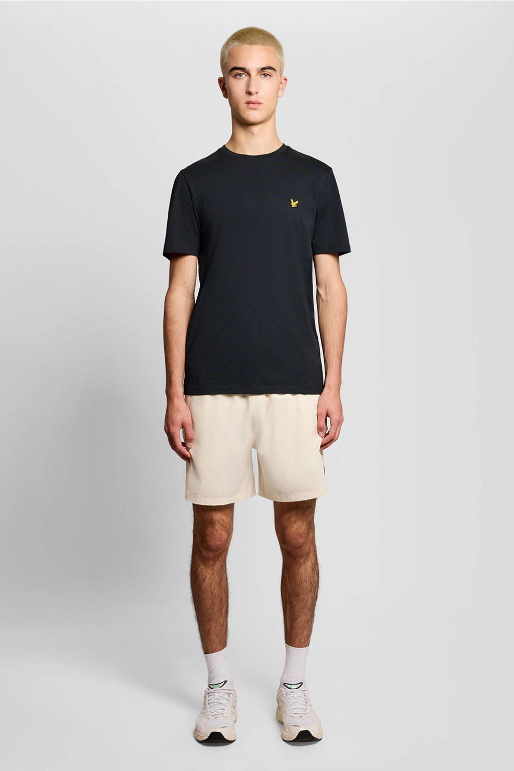 Donkerblauwe heren Lyle & Scott regular T-shirt van katoen met effen, korte mouwen en ronde hals