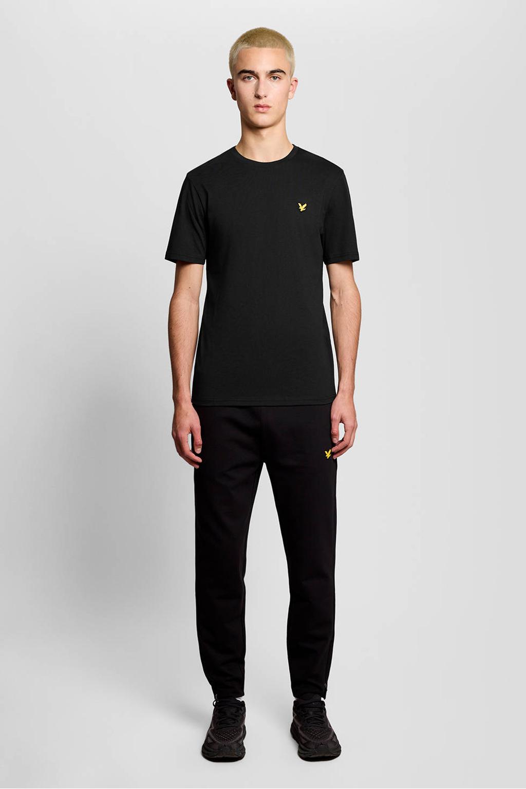Zwarte heren Lyle & Scott T-shirt van katoen met effen, korte mouwen en ronde hals
