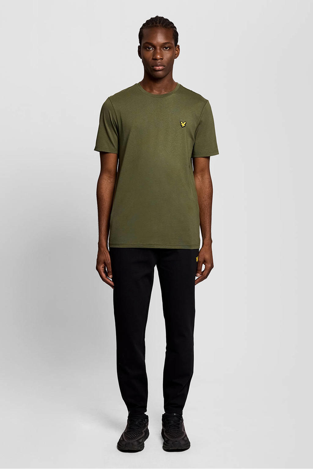Groene heren Lyle & Scott T-shirt van katoen met effen, korte mouwen en ronde hals