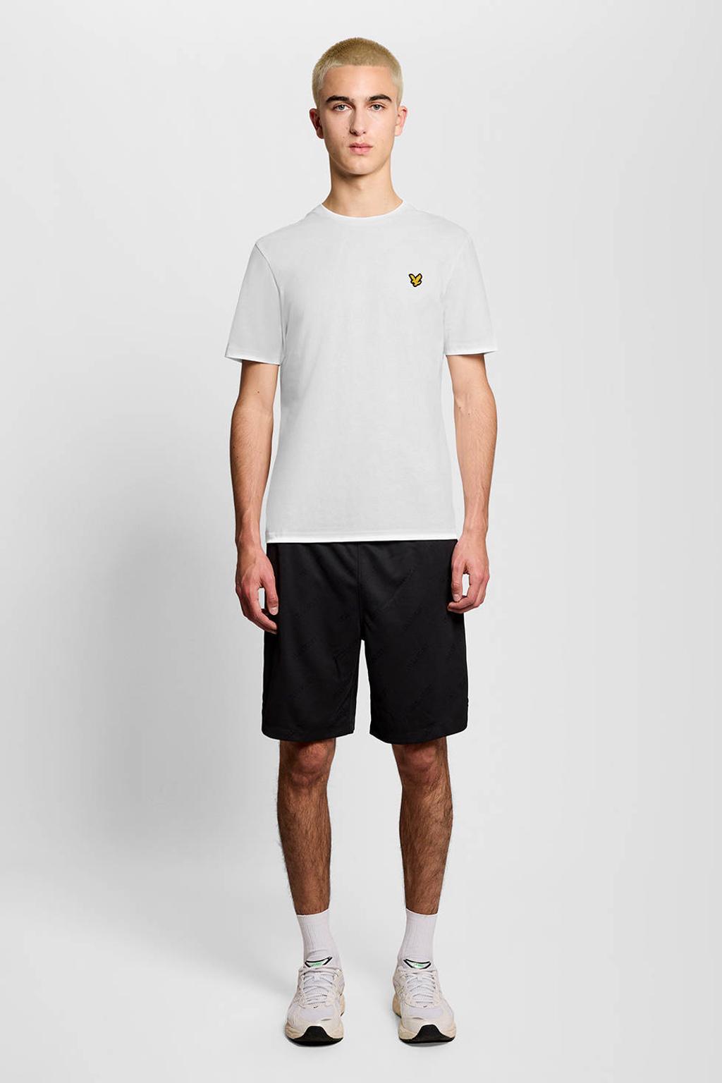 Witte heren Lyle & Scott regular T-shirt van katoen met effen, korte mouwen en ronde hals