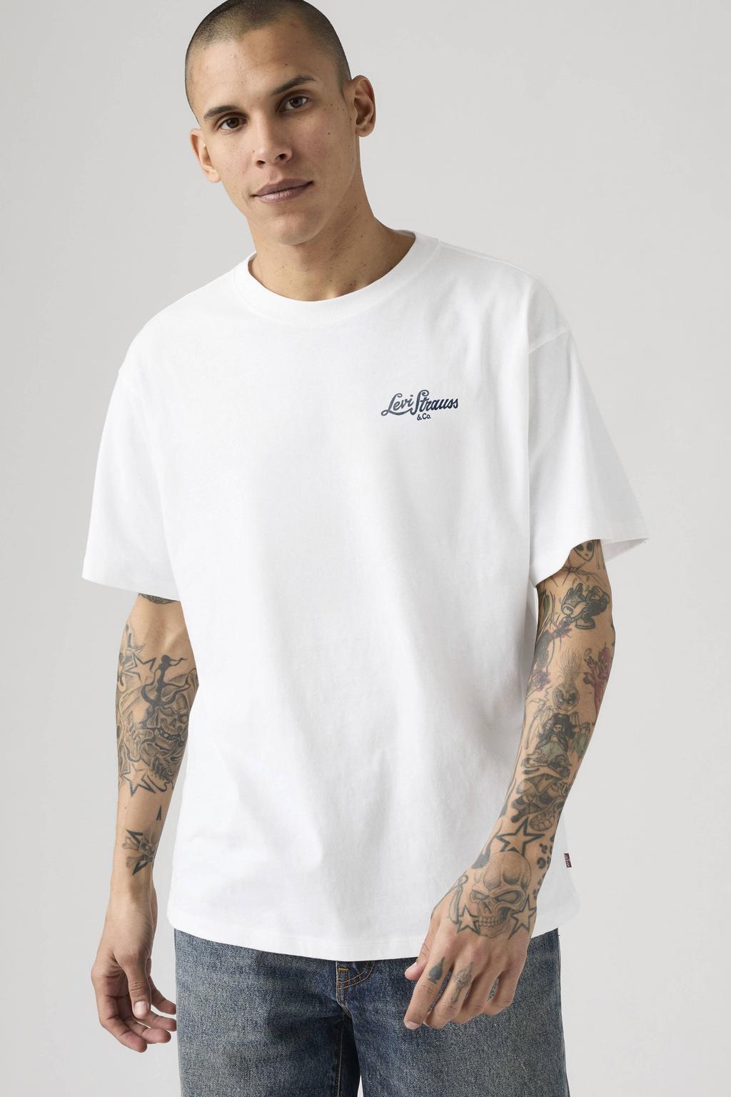 Witte heren Levi's regular T-shirt van katoen met backprint, korte mouwen en ronde hals