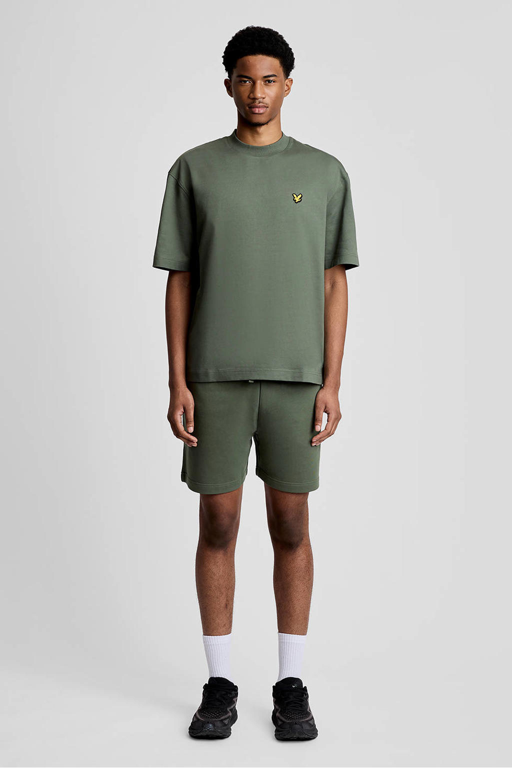 Groene heren Lyle & Scott T-shirt van katoen met backprint, korte mouwen en ronde hals