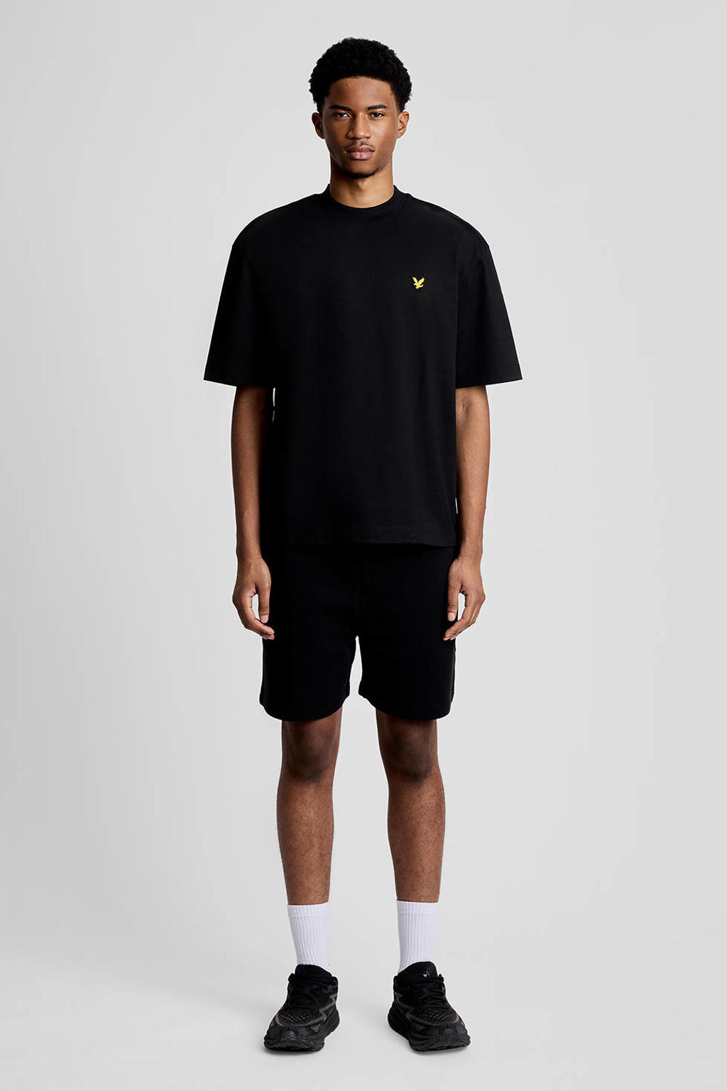 Zwarte heren Lyle & Scott T-shirt van katoen met backprint, korte mouwen en ronde hals