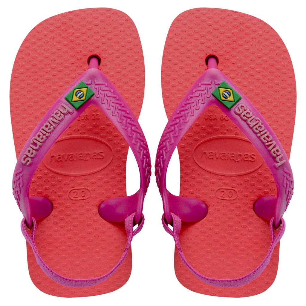 Roze meisjes Havaianas Baby Brasil Logo teenslippers van 100% rubber