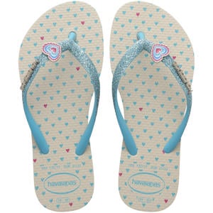 teenslippers blauw/wit