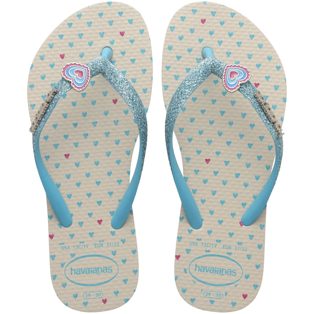 Blauw en witte meisjes Havaianas teenslippers van 100% rubber