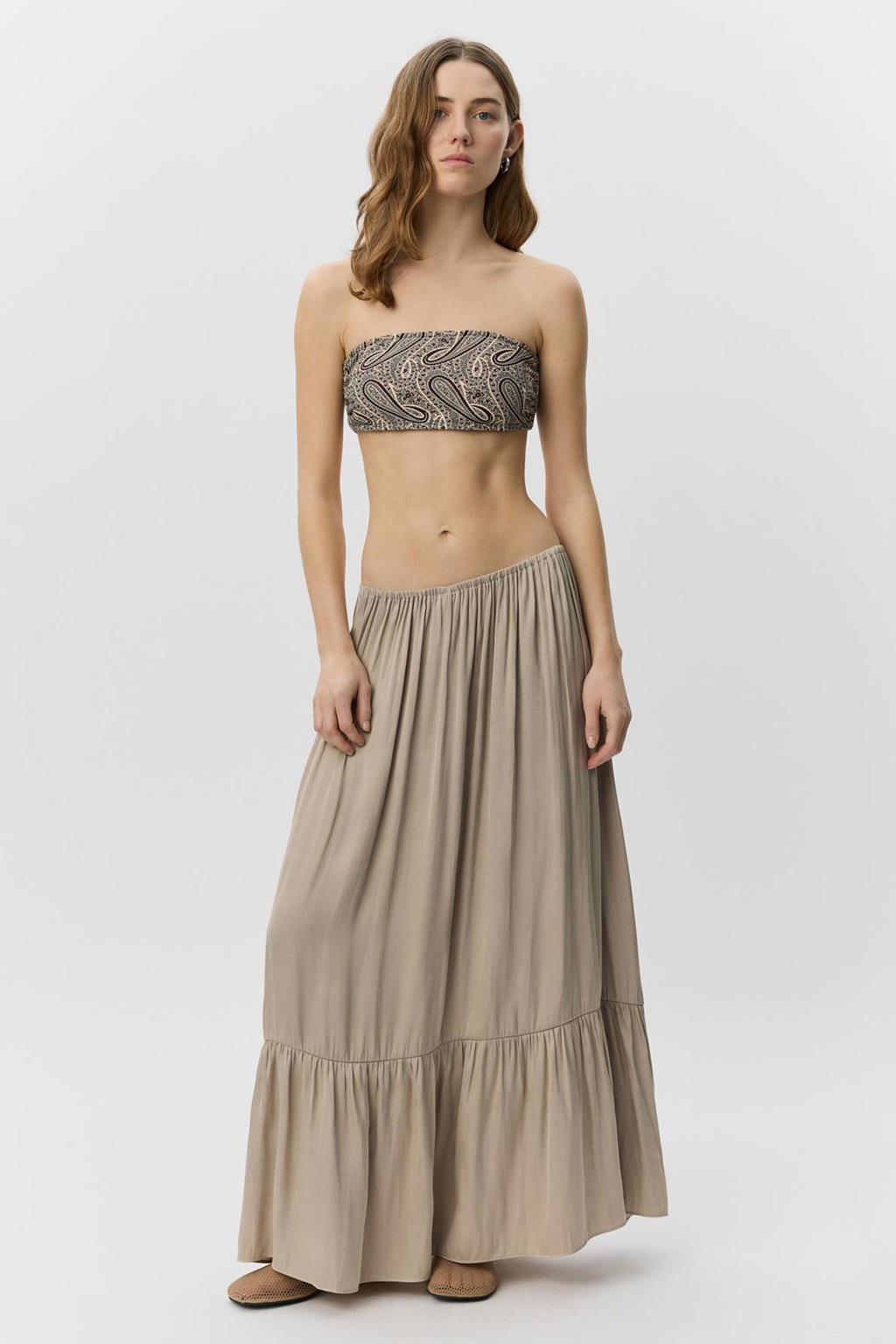 Beige dames Sofie Schnoor A-lijn rok gemaakt van polyester en met elastische tailleband
