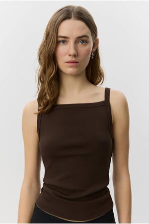 top rib gebreid bruin