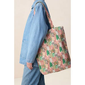 katoenen tas roze/groen/wit