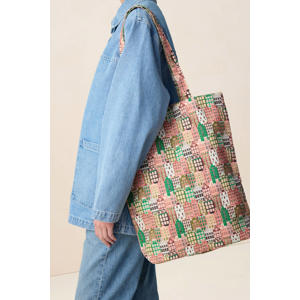 katoenen tas roze/groen/wit