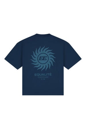 boxy T-shirt met backprint donkerblauw
