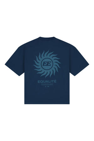 boxy T-shirt met backprint donkerblauw