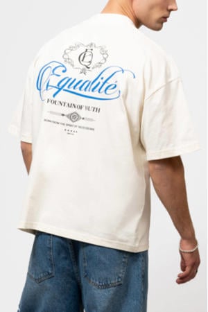 boxy T-shirt met backprint ecru