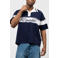 Equalité boxy polo gebreid donkerblauw