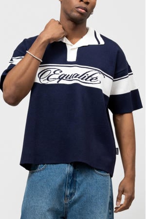 boxy polo gebreid donkerblauw