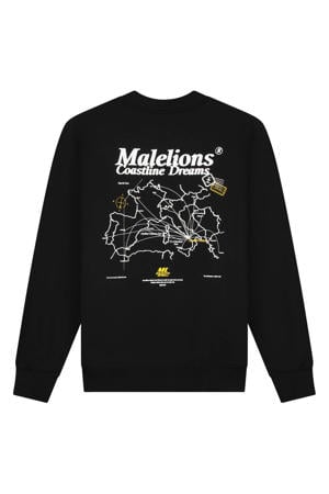sweater met backprint met panterprint zwart