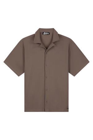 regular casual overhemd bruin rib gebreid