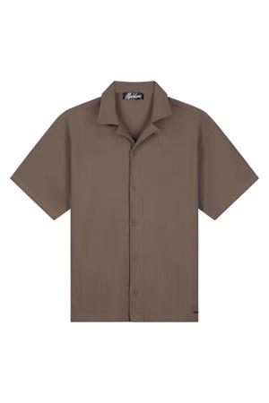 regular casual overhemd bruin rib gebreid